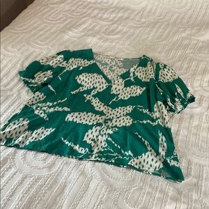 Fat Face Green Crop Blouse Relaxed Style